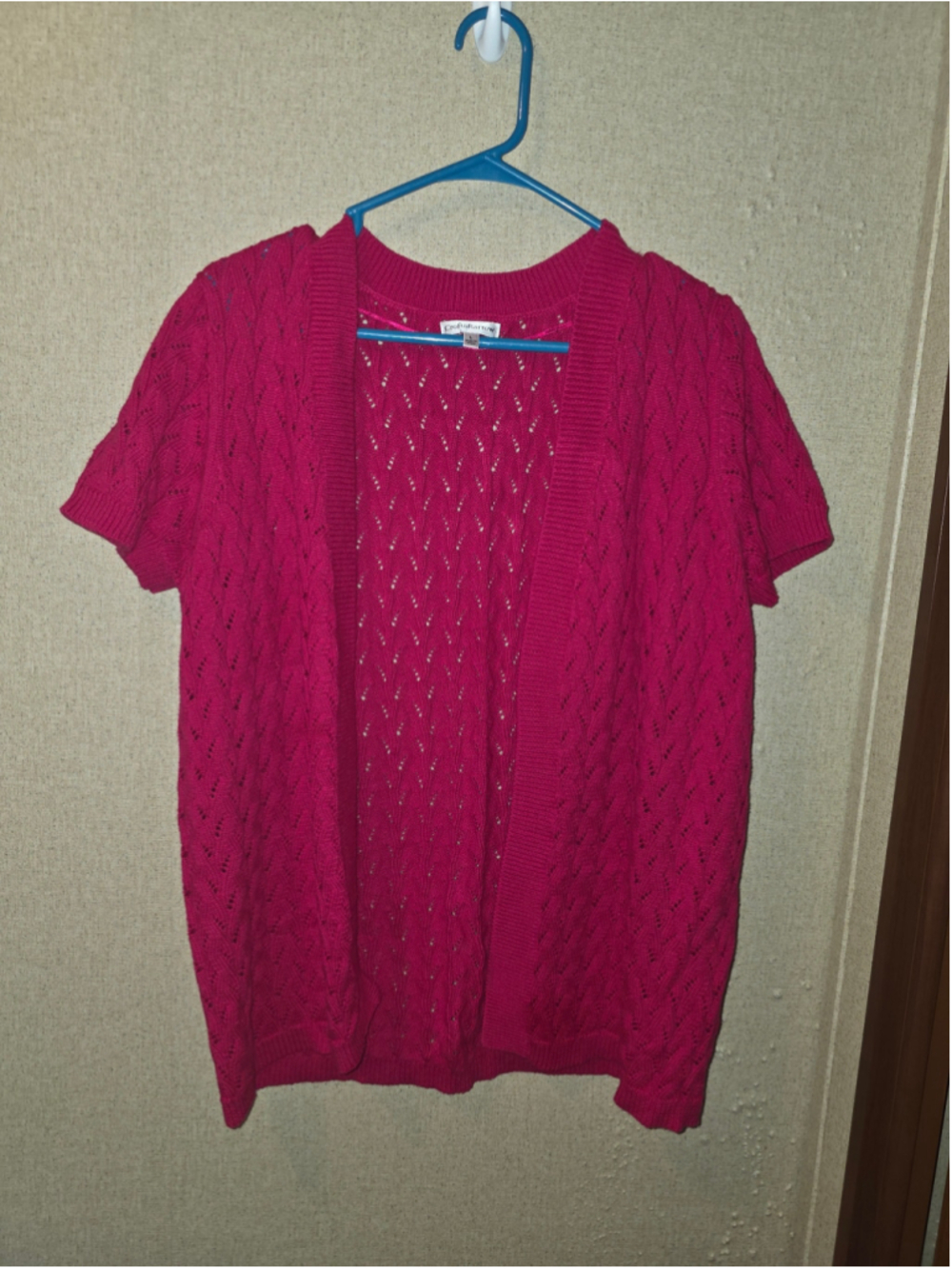 Women's Croft & Barrow Pink Short Sleeve Cardigan Size L cottagecore aesthetic